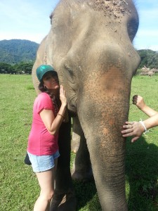 Patricia with Elephant at Elephant Nature Park